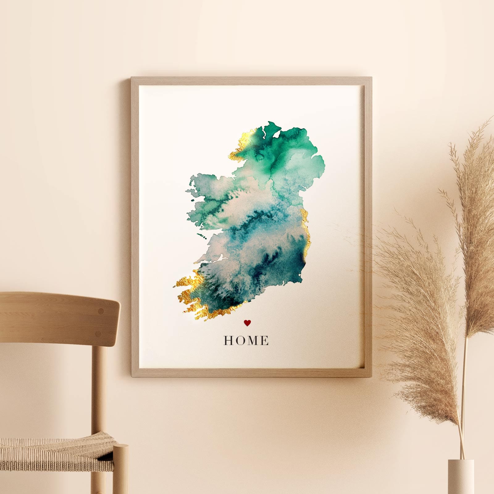 EJayDesign Countries Other Ireland Watercolour Gold Map