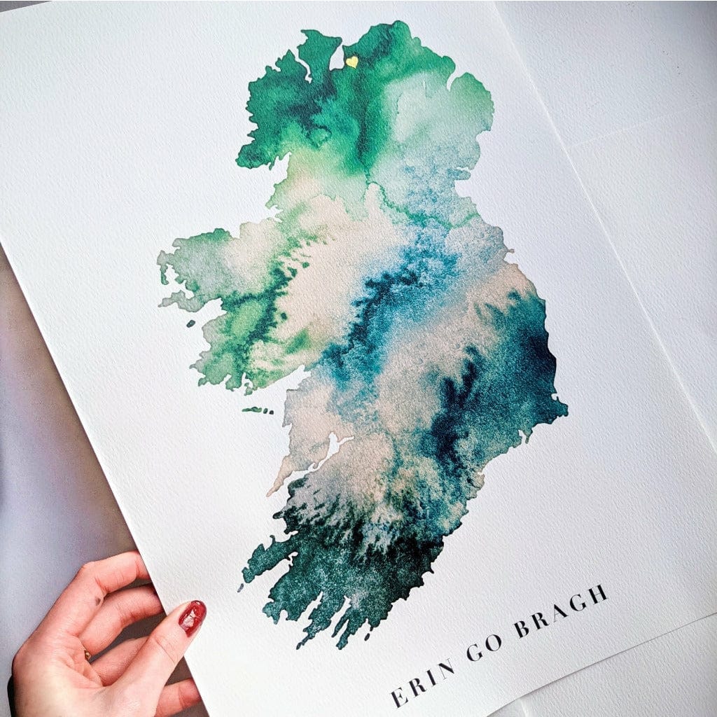 EJayDesign Countries Other Ireland Watercolour Gold Map