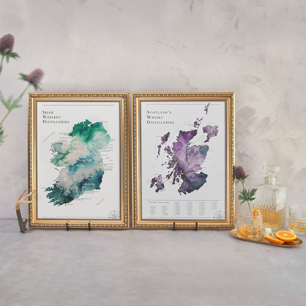 EJayDesign Irish Whiskey Distillery Gold Map
