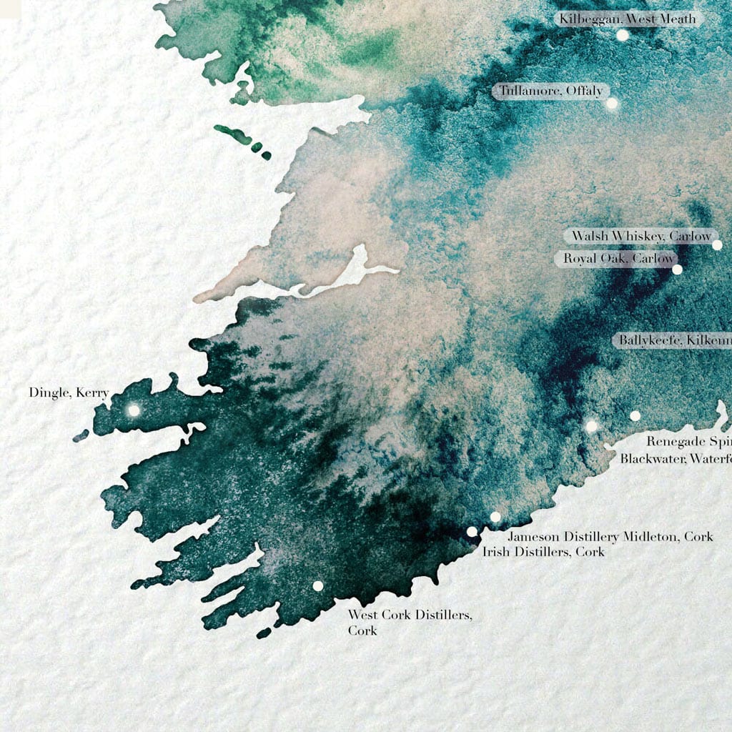 EJayDesign Irish Whiskey Distillery Gold Map