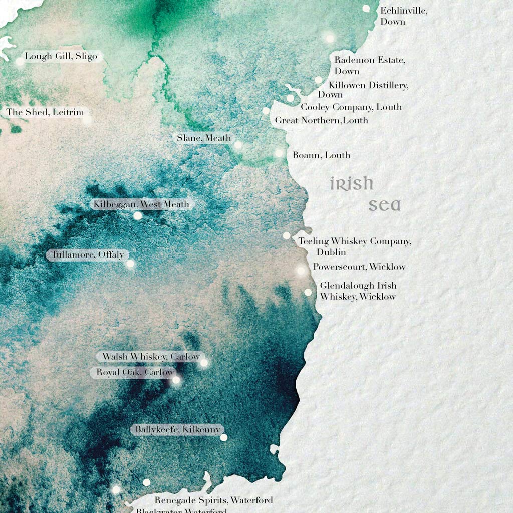 EJayDesign Irish Whiskey Distillery Gold Map
