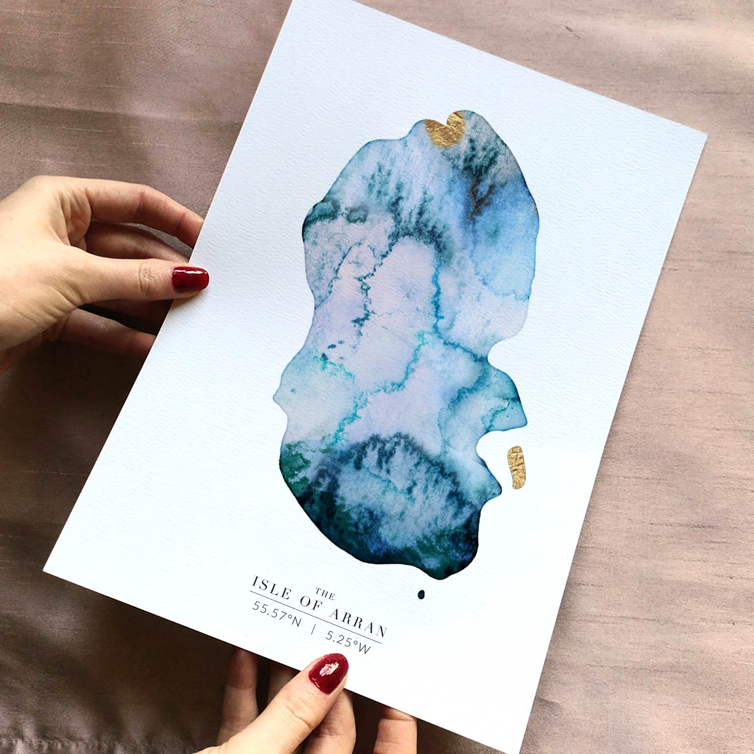 EJayDesign Scottish Prints Isle of Arran Watercolour Map