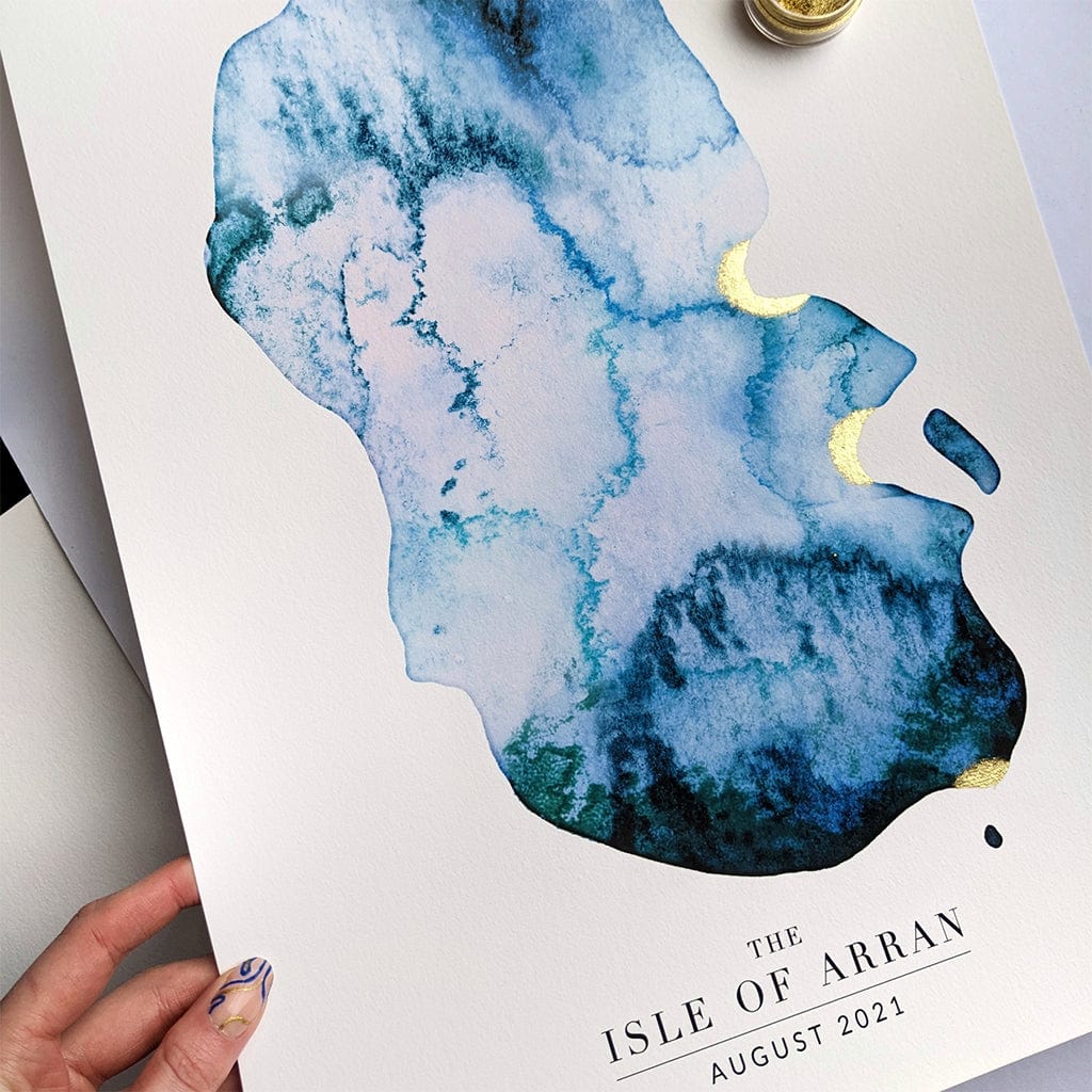 EJayDesign Scottish Prints Isle of Arran Watercolour Map
