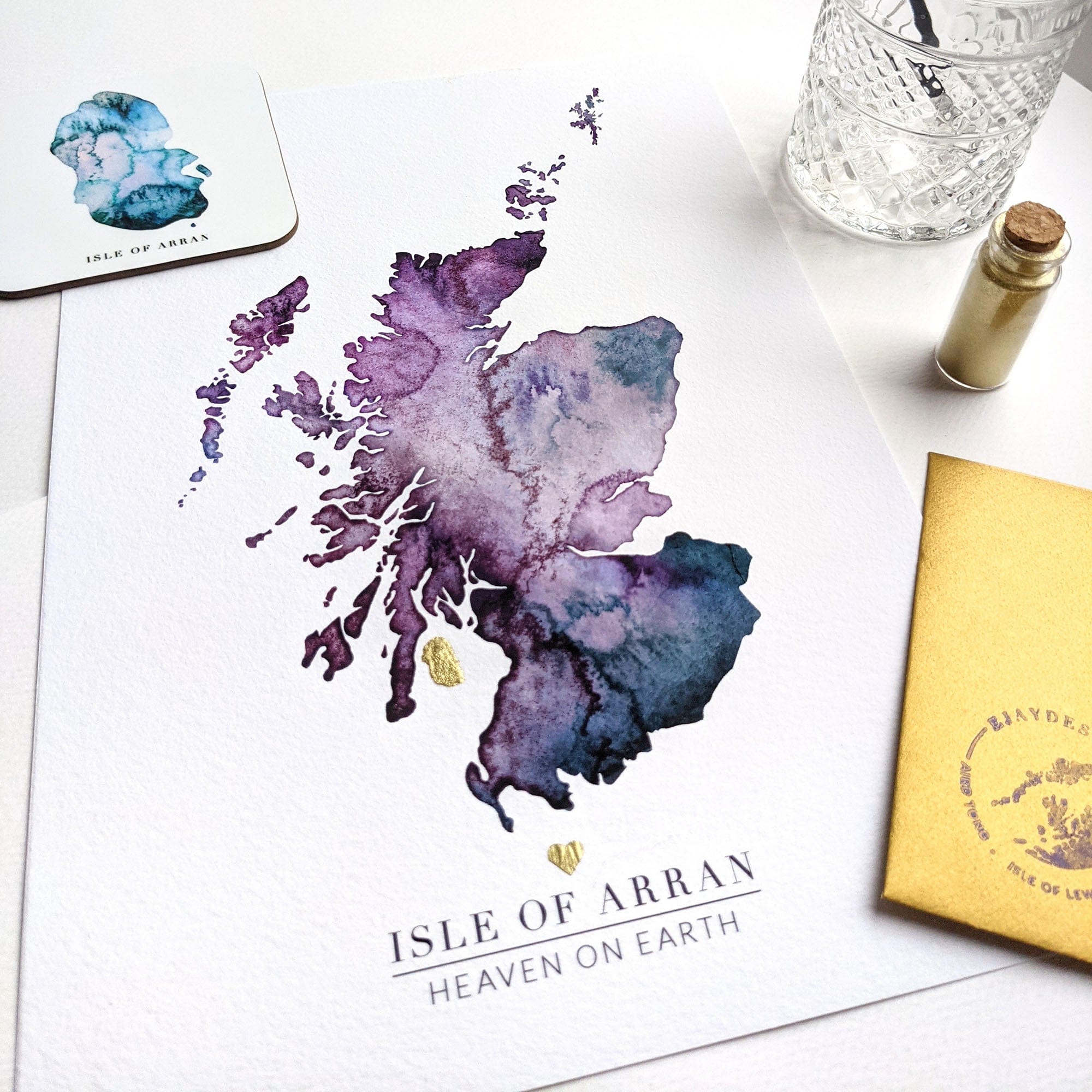 EJayDesign Scottish Prints Isle of Arran Watercolour Map