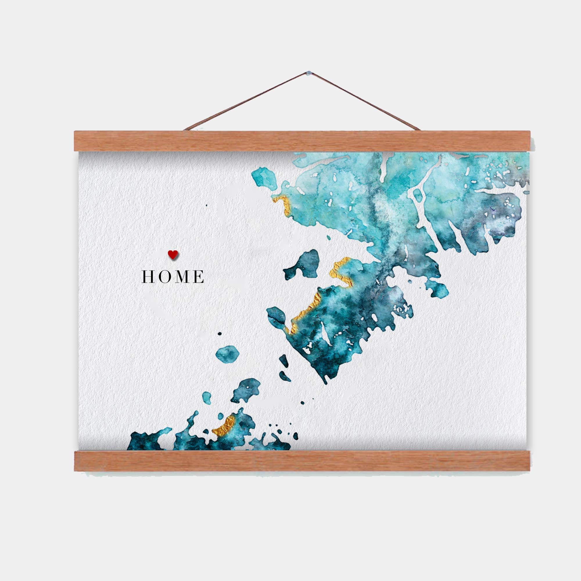 EJayDesign Scottish Prints Isle of Harris Golden Watercolour Map