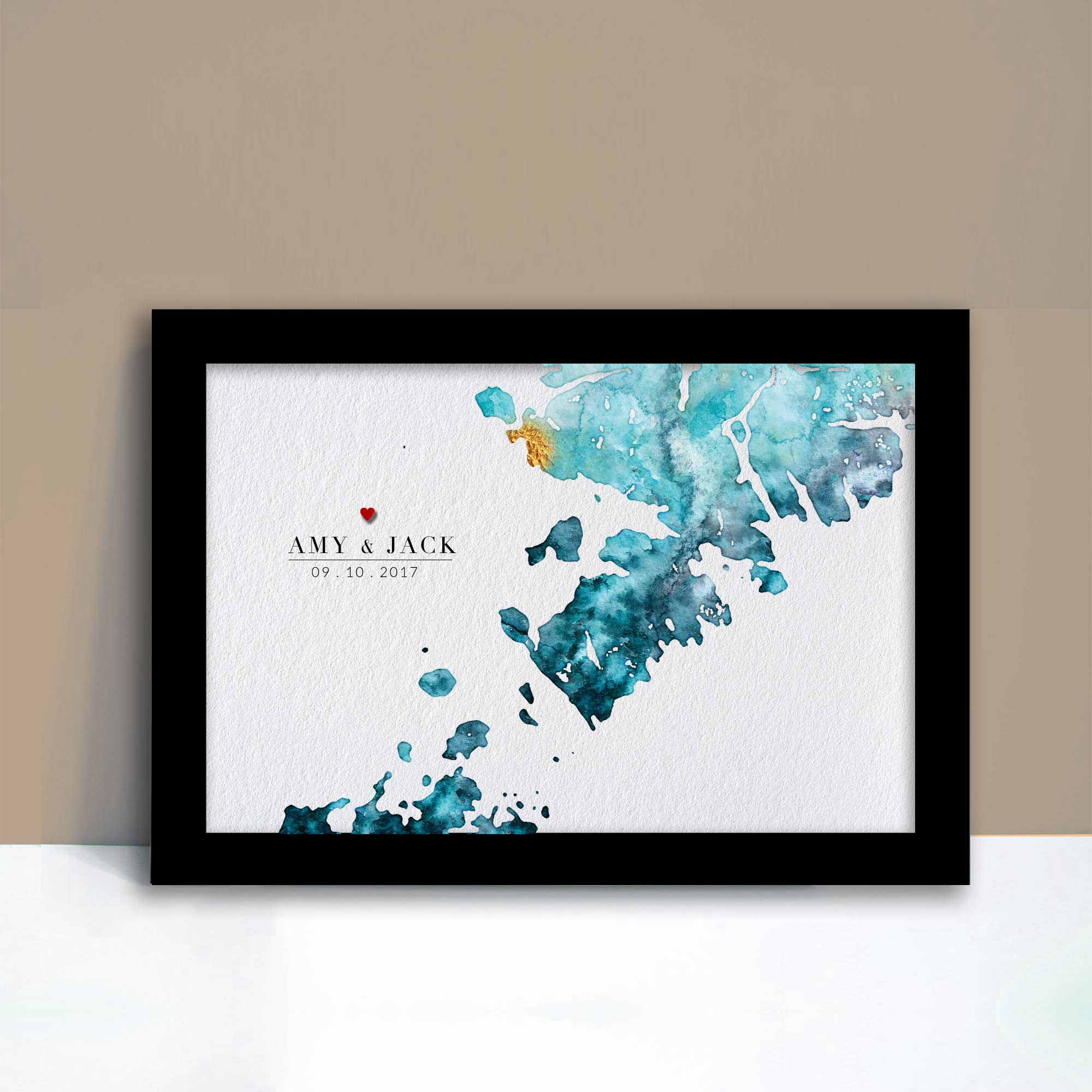 EJayDesign Scottish Prints Isle of Harris Golden Watercolour Map