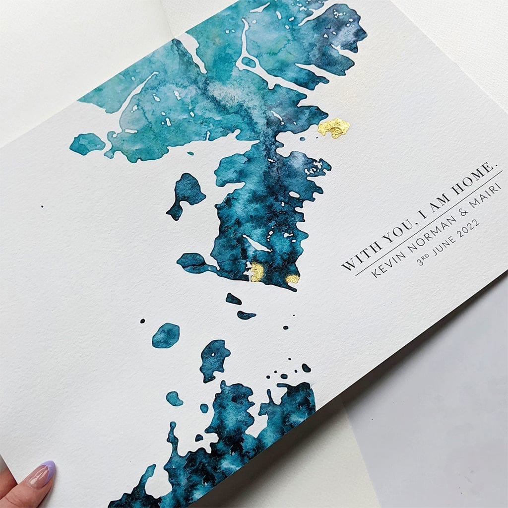 EJayDesign Scottish Prints Isle of Harris Golden Watercolour Map