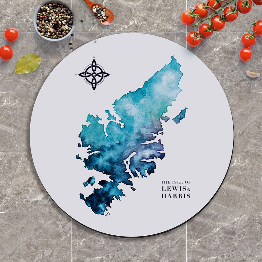 EJayDesign Turquoise Isle Of Lewis & Harris Glass Worktop Saver Circular