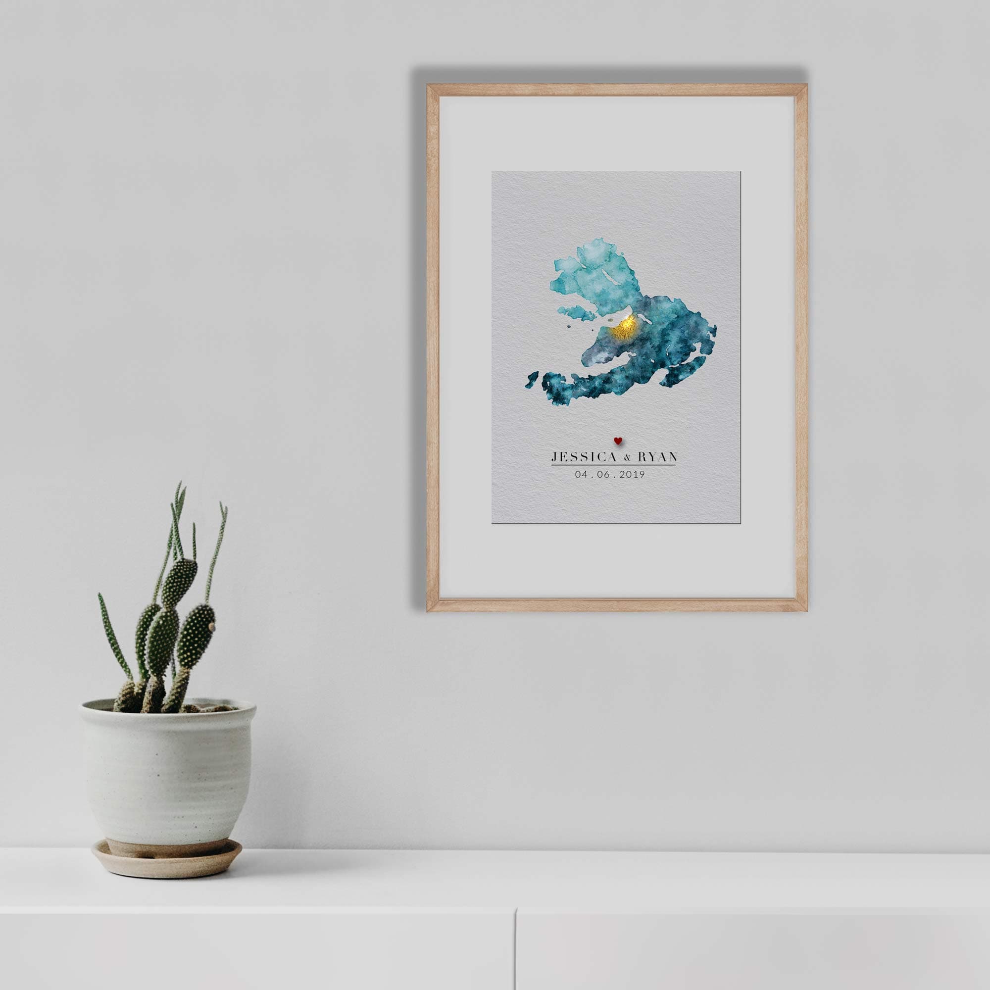 EJayDesign Scottish Prints Isle of Mull Watercolour Gold Map print