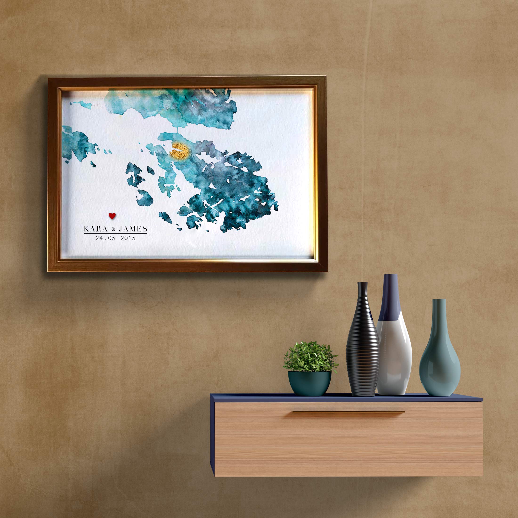 EJayDesign Scottish Prints Isle of Scalpay Watercolour Map Art Print