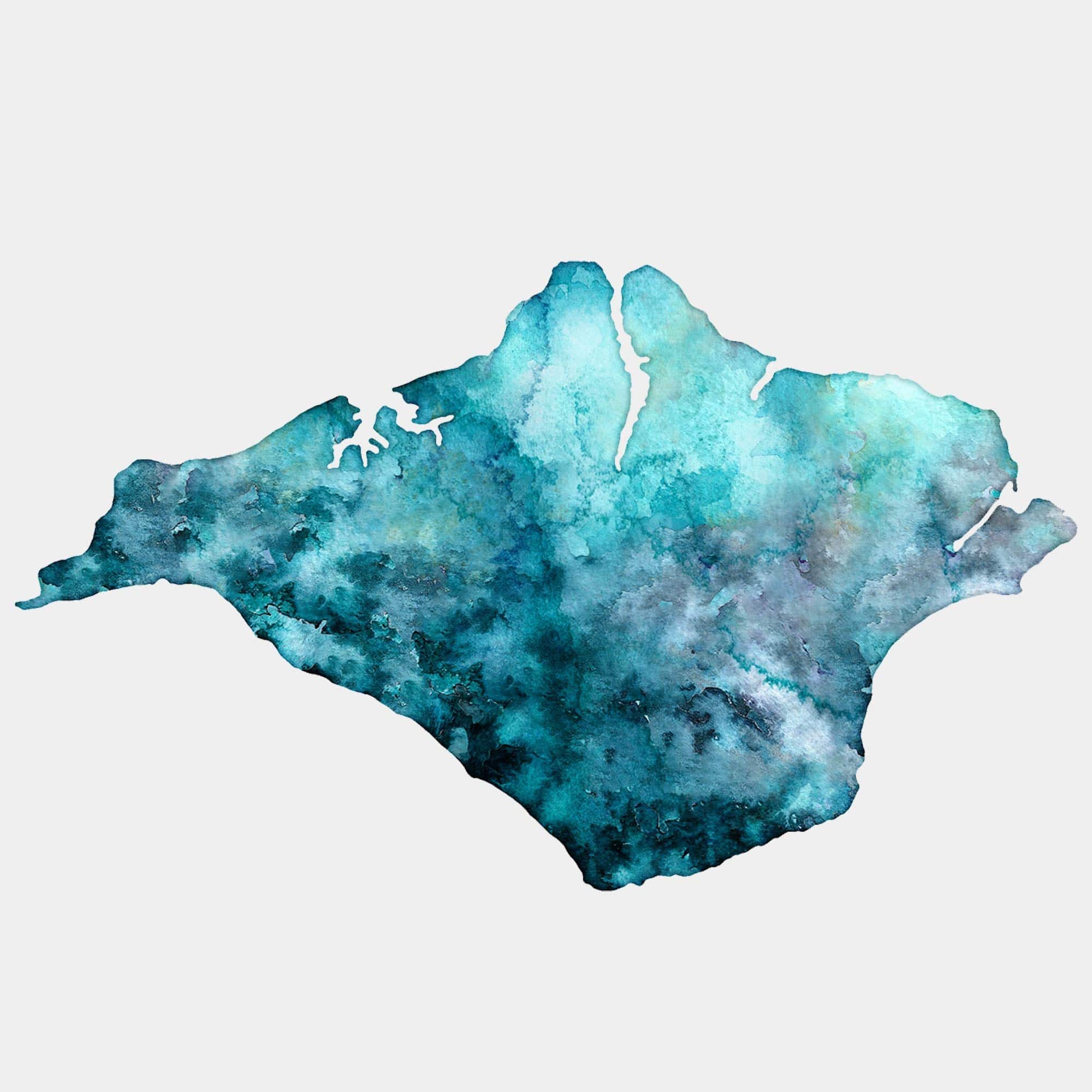 EJayDesign Isle of Wight Watercolour Map Print