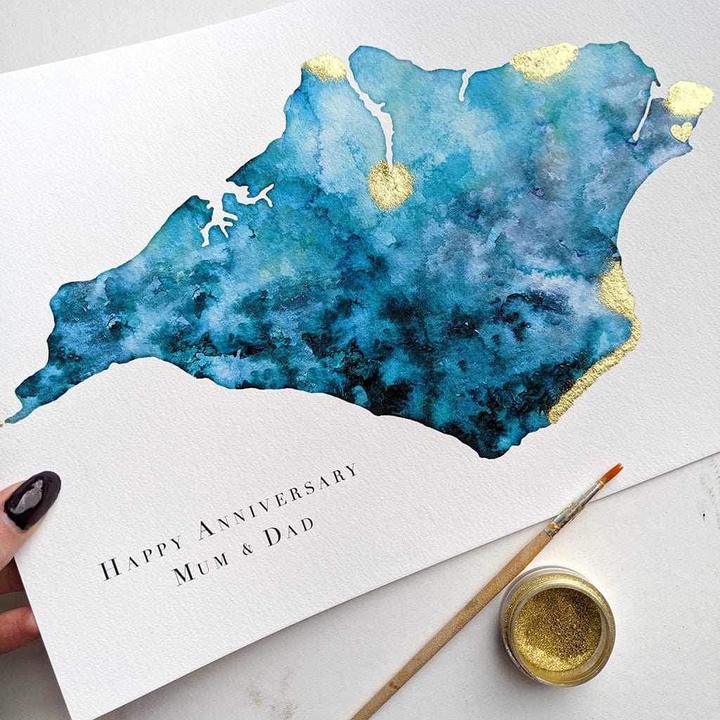 EJayDesign Isle of Wight Watercolour Map Print