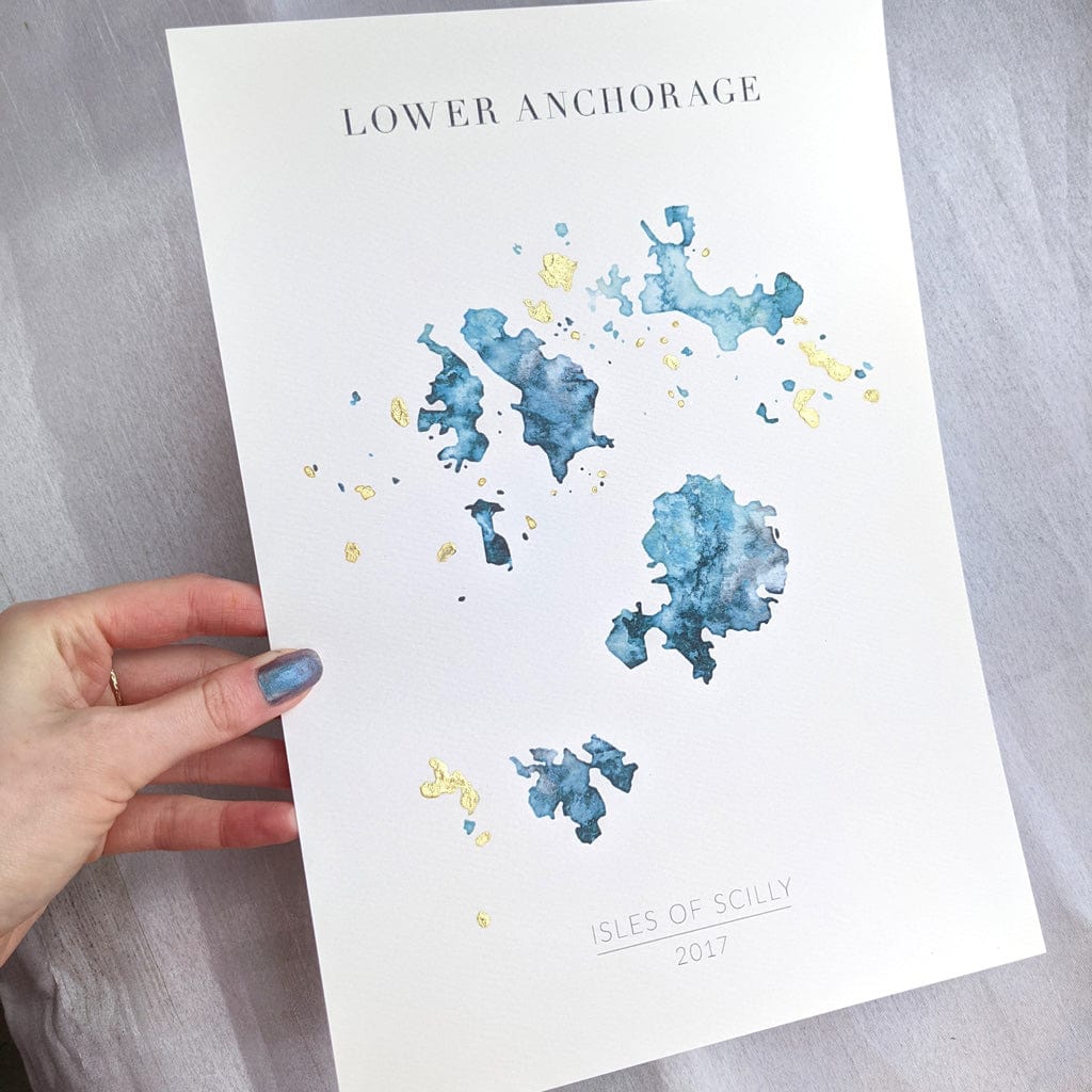 EJayDesign Countries Other Isles of Scilly Watercolour Map