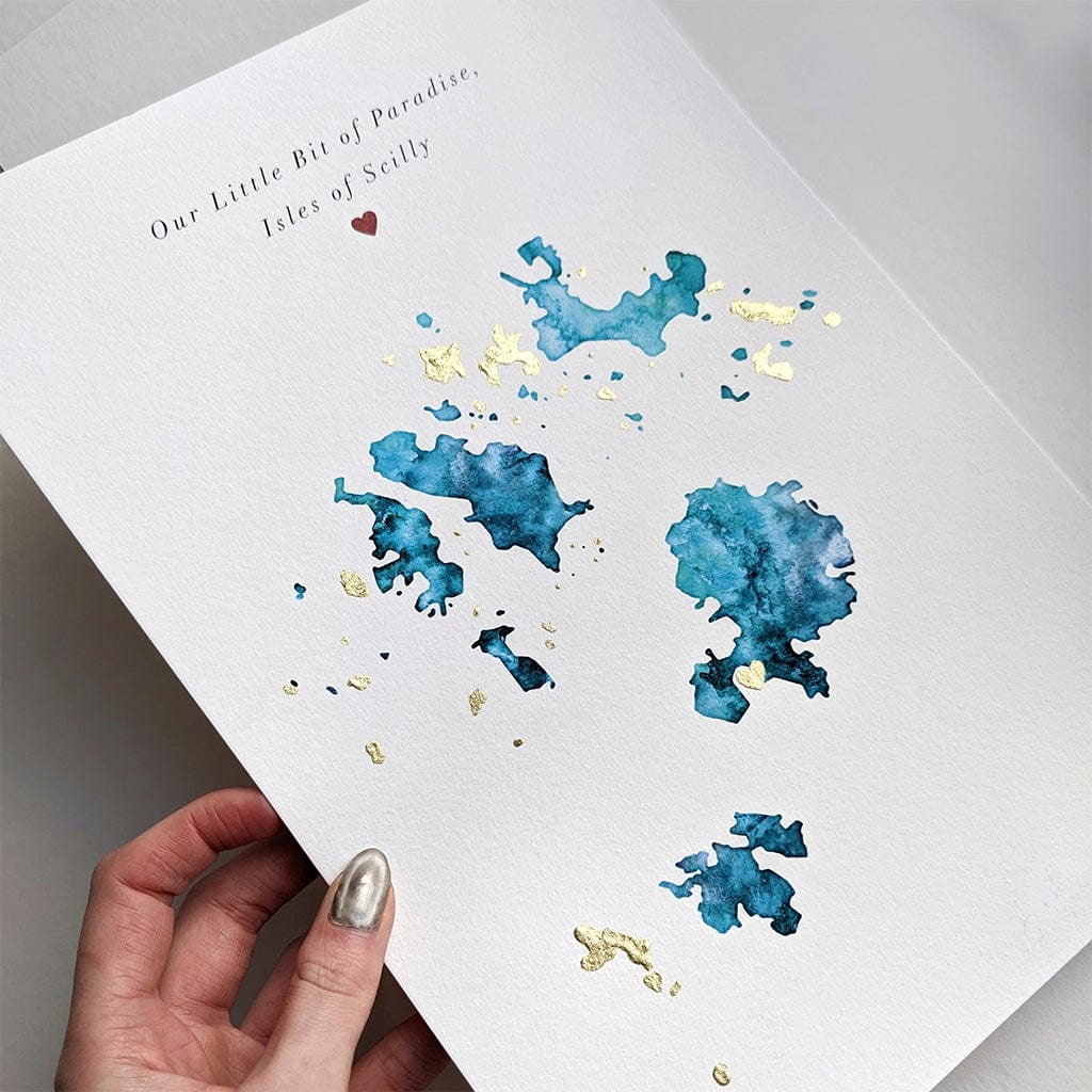 EJayDesign Countries Other Isles of Scilly Watercolour Map