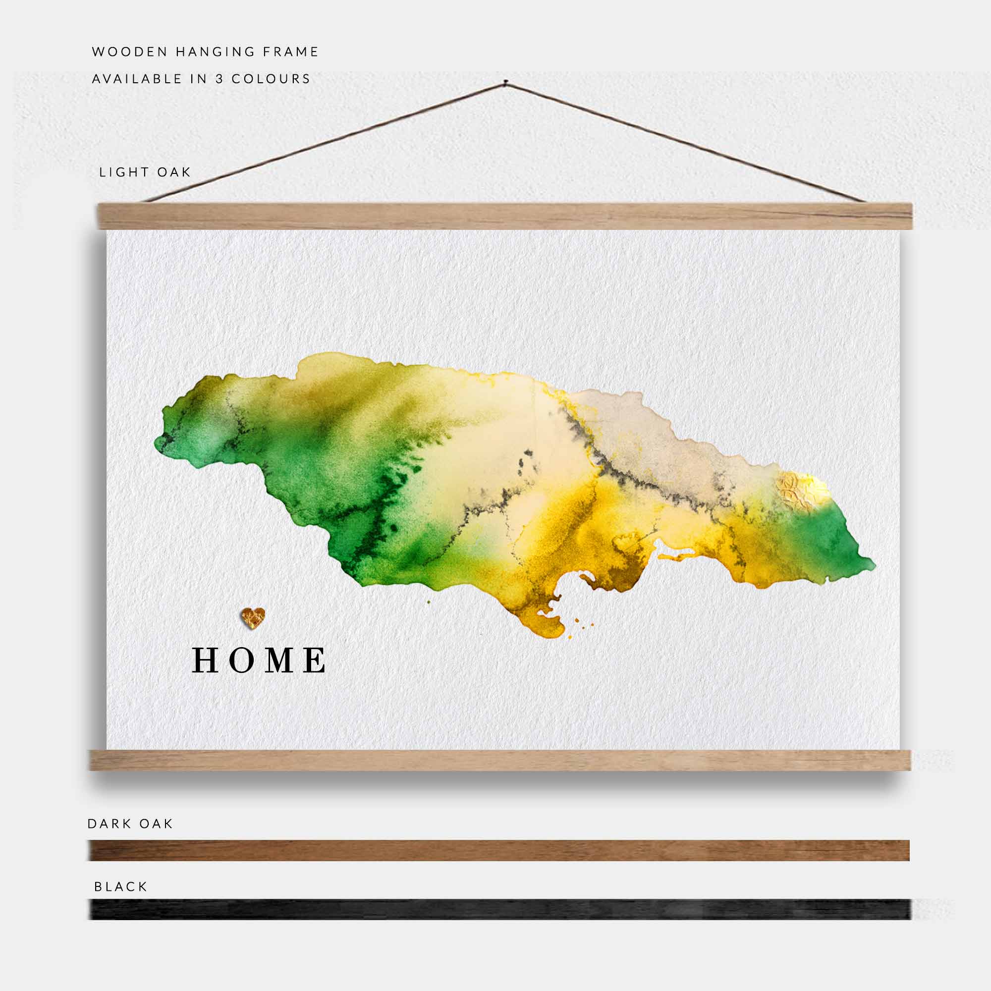 EJayDesign Countries Other Jamaica Watercolour Gold Map