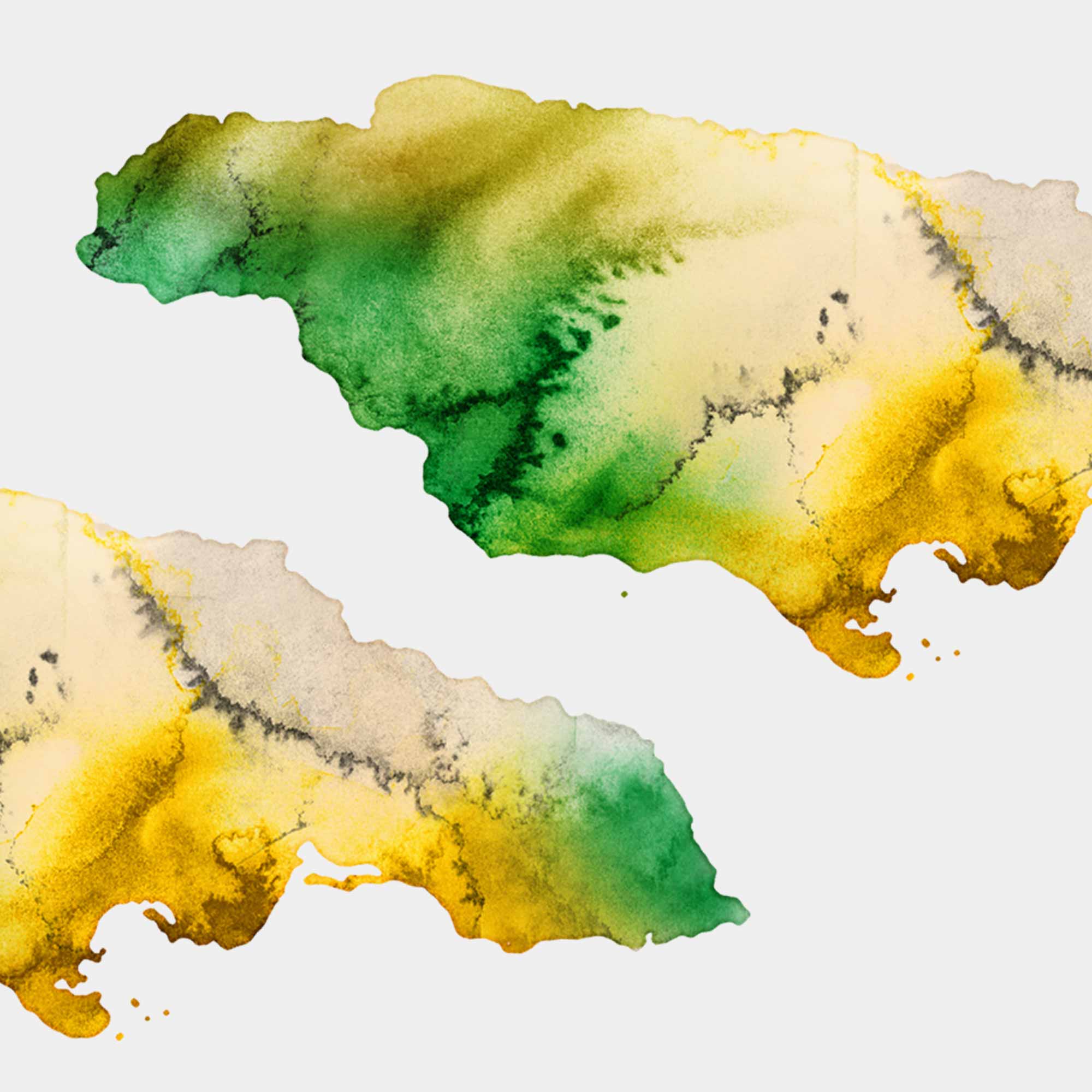 EJayDesign Countries Other Jamaica Watercolour Gold Map