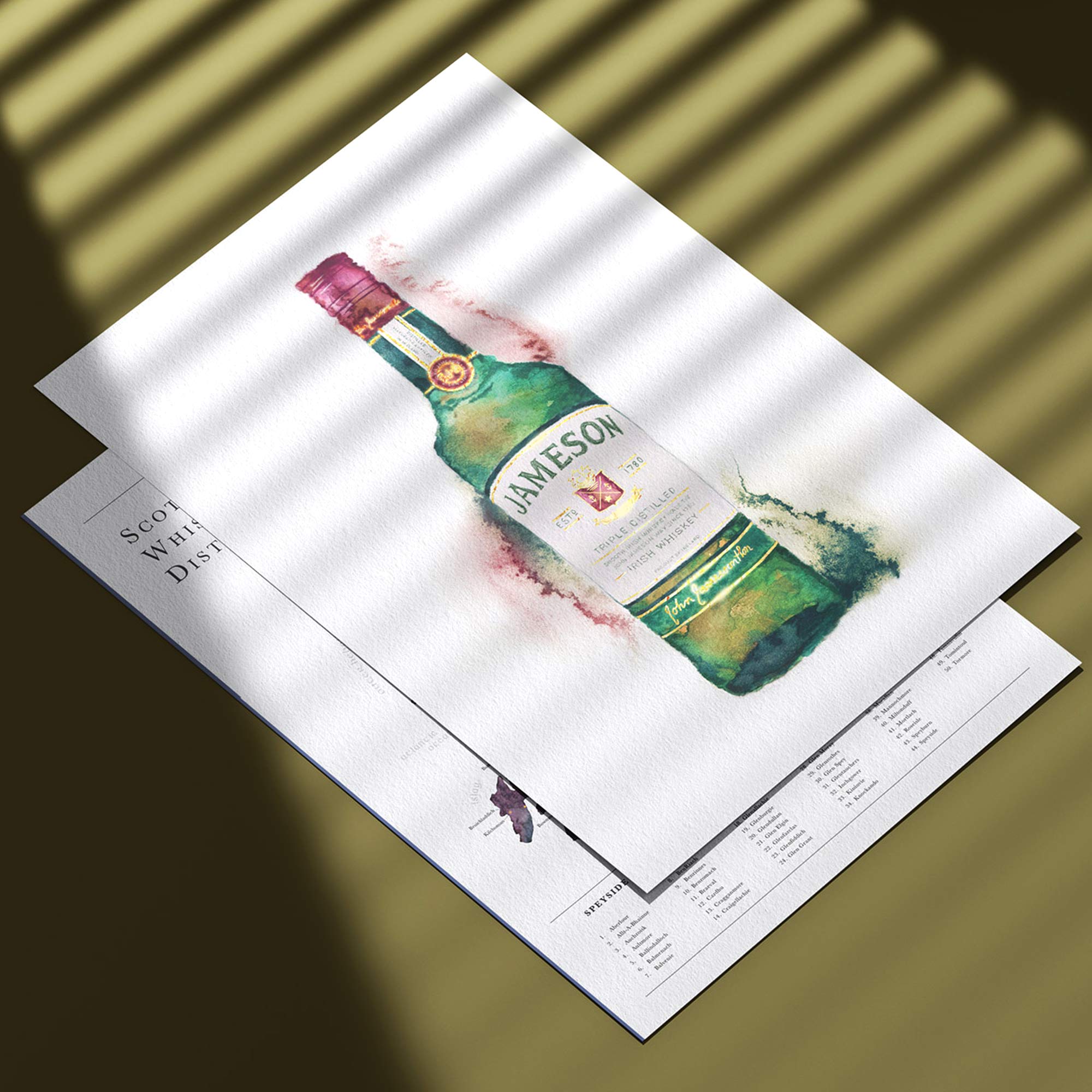 EJayDesign Jameson Whiskey Golden Watercolour Illustration