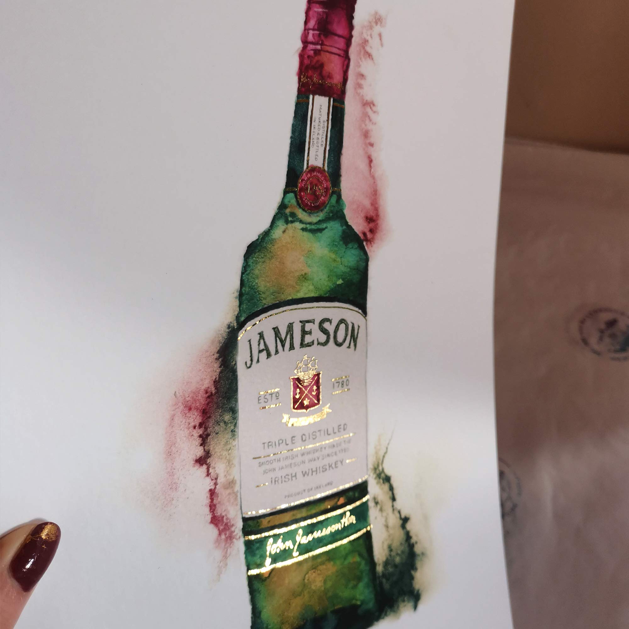 EJayDesign Jameson Whiskey Golden Watercolour Illustration