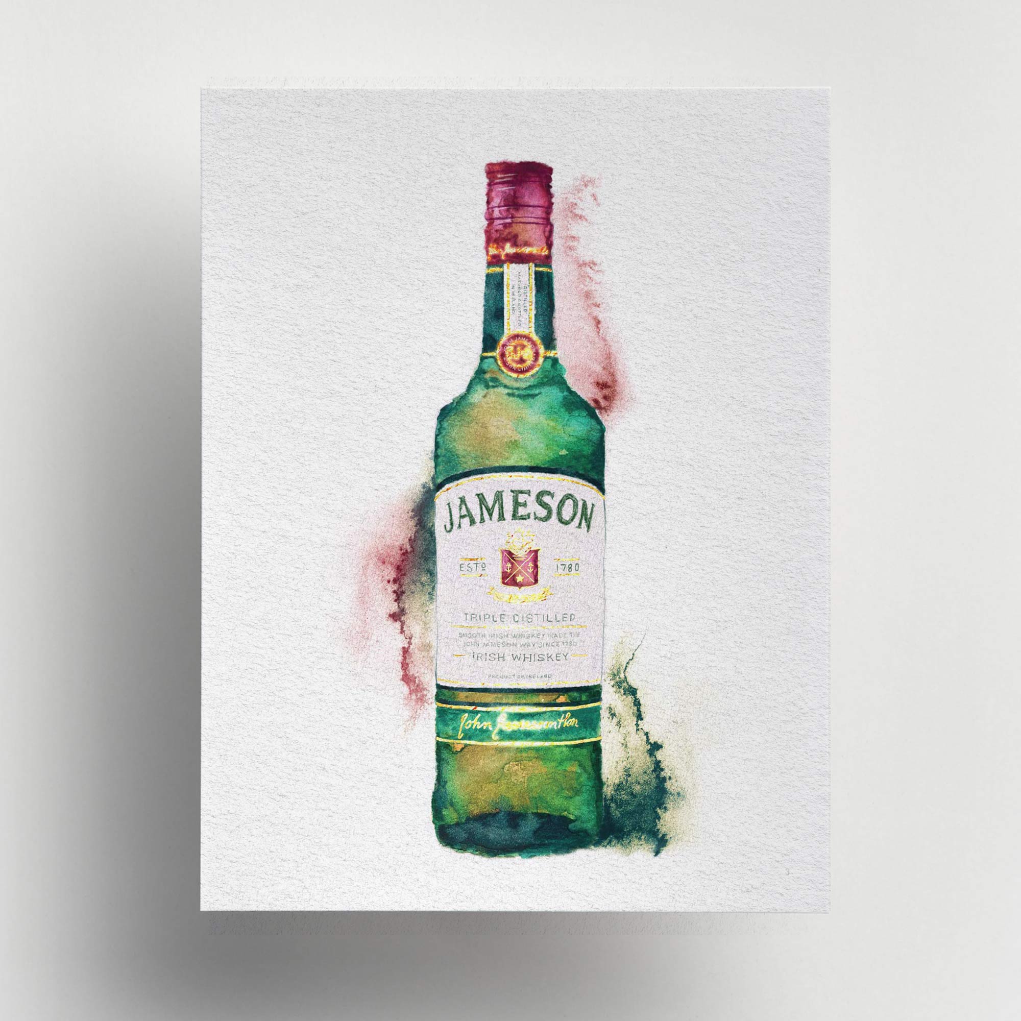EJayDesign Jameson Whiskey Golden Watercolour Illustration