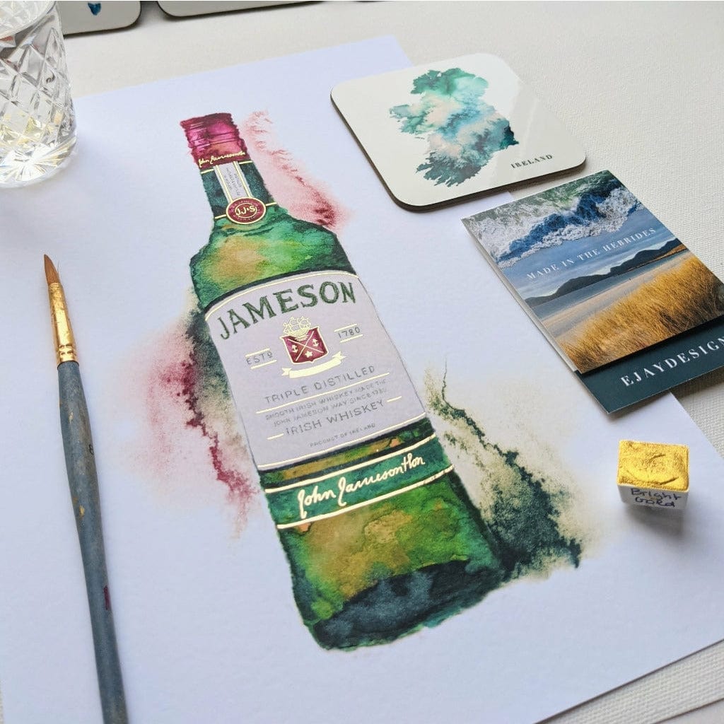 EJayDesign Jameson Whiskey Golden Watercolour Illustration