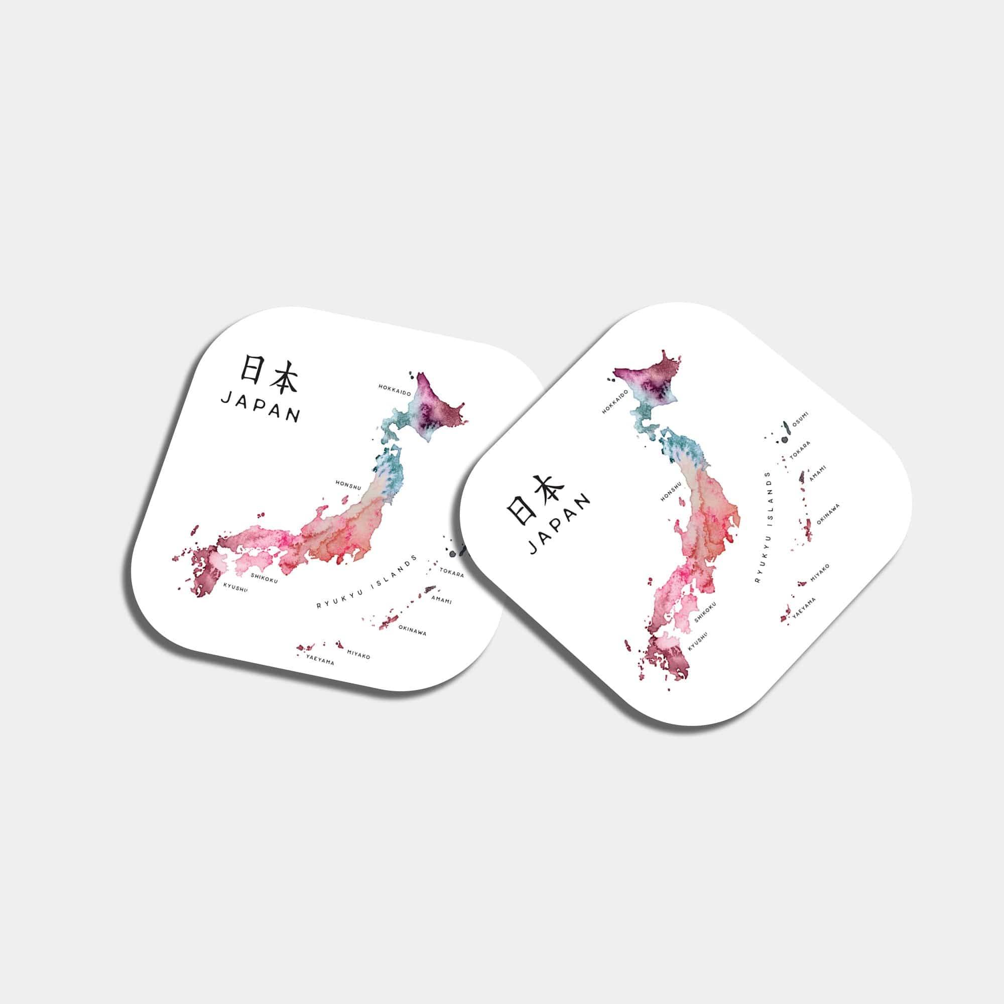 EJayDesign Kitchen Coaster Japan Coaster Watercolour Map