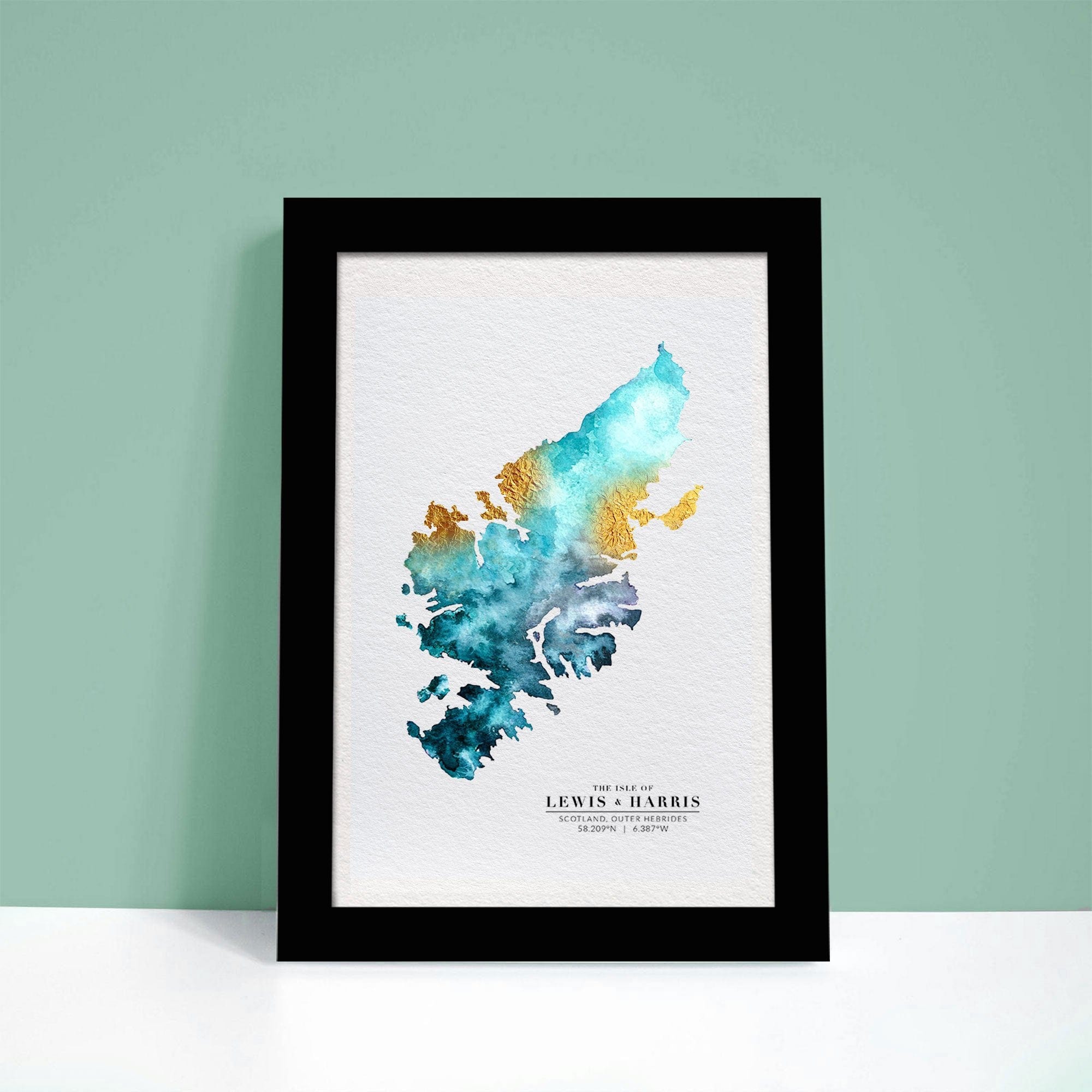 EJayDesign Scottish Prints Lewis & Harris Watercolour Map