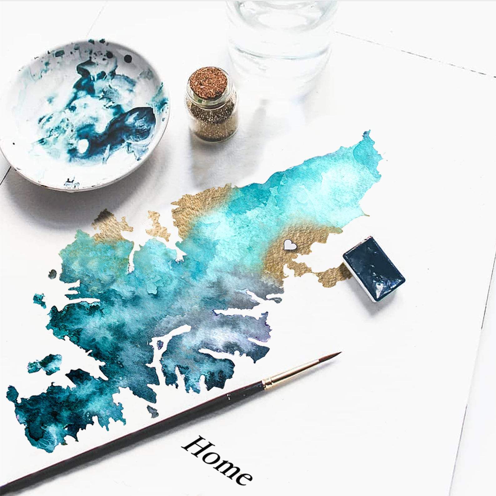 EJayDesign Scottish Prints Lewis & Harris Watercolour Map