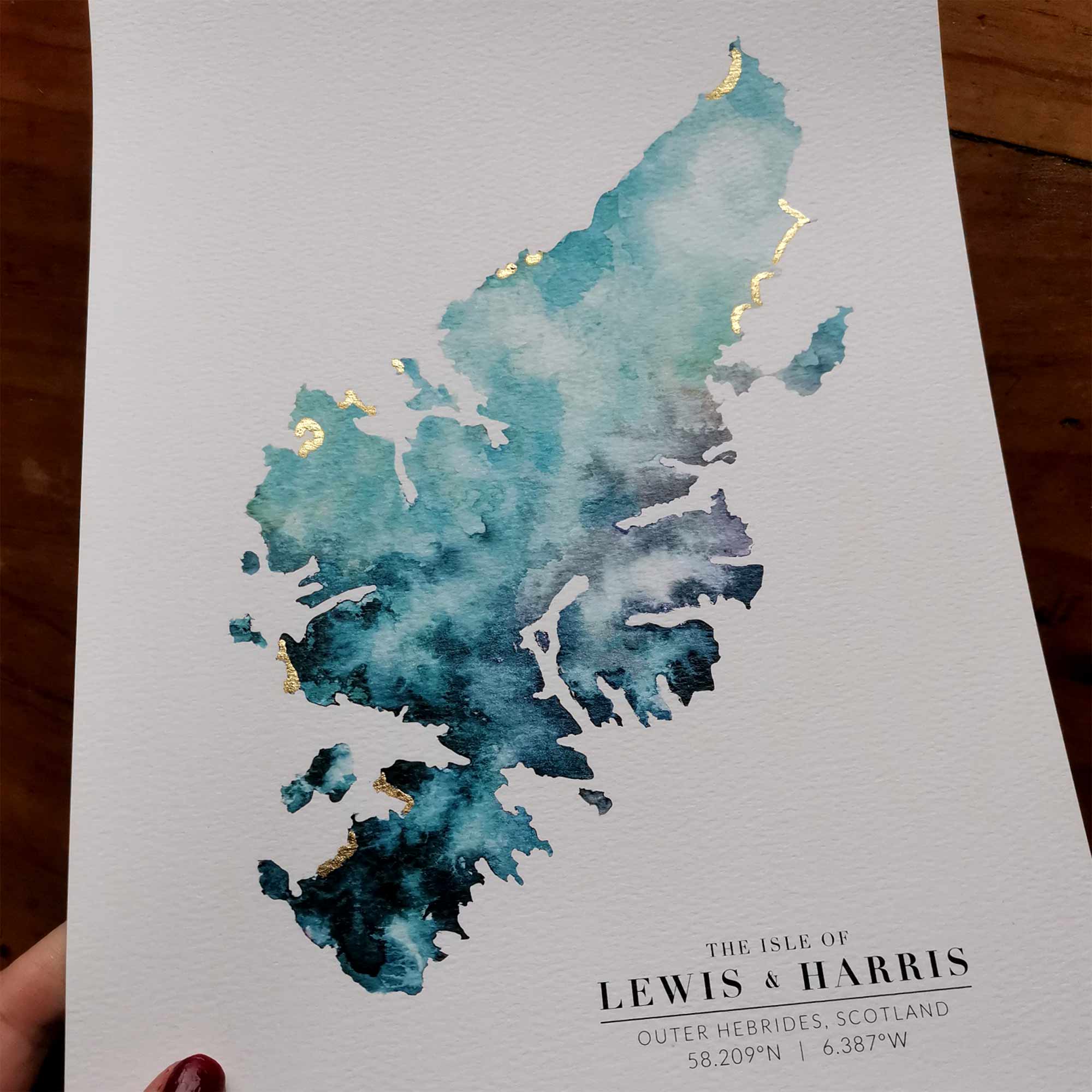 EJayDesign Scottish Prints Lewis & Harris Watercolour Map