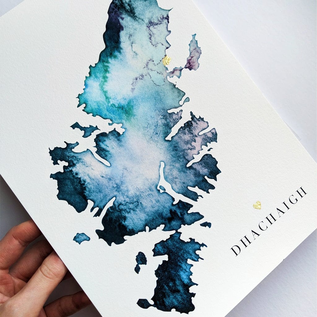 EJayDesign Scottish Prints Lewis & Harris Watercolour Map