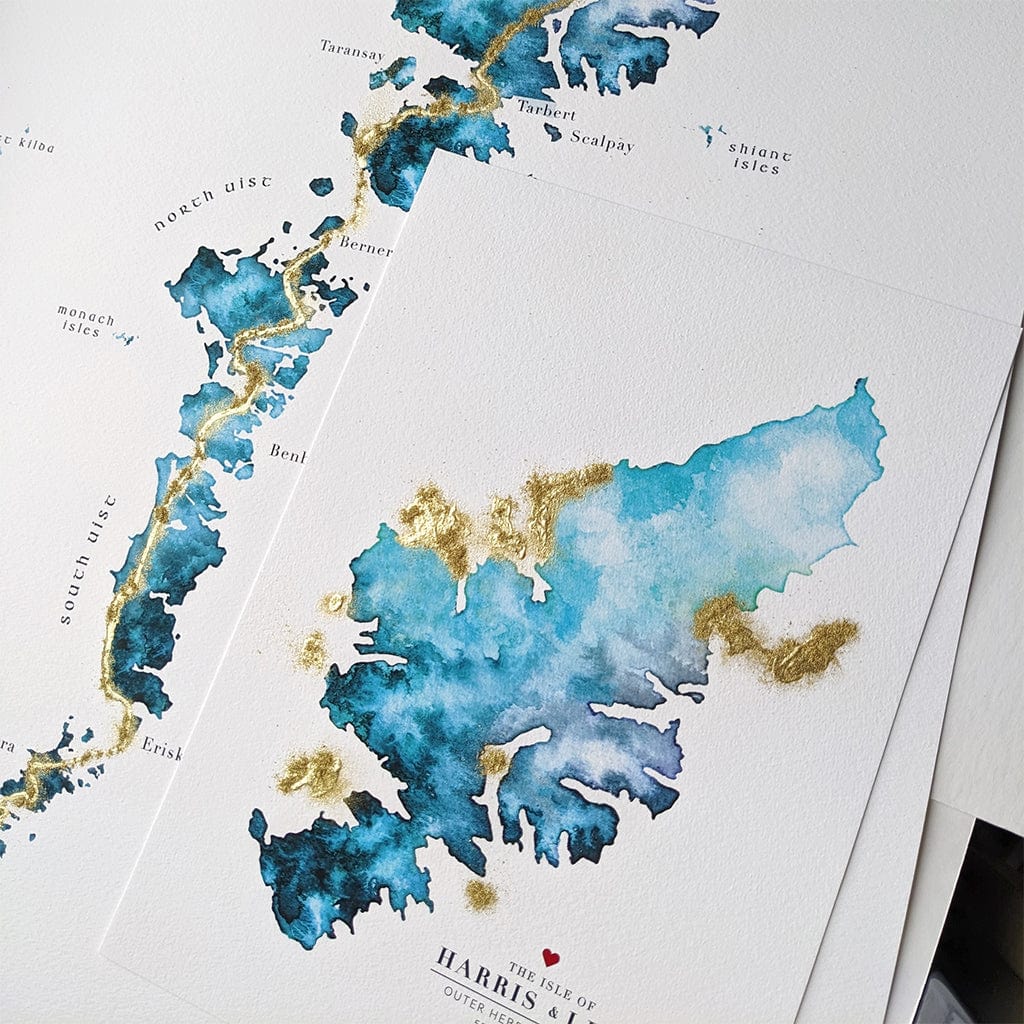 EJayDesign Scottish Prints Lewis & Harris Watercolour Map