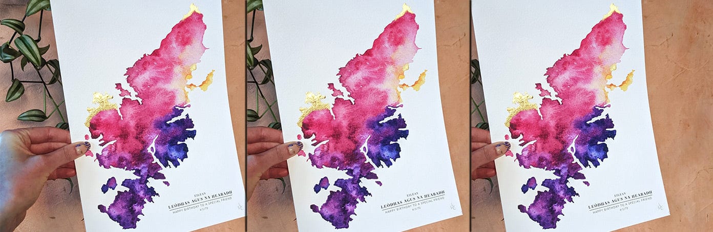 EJayDesign Scottish Prints Lewis & Harris Watercolour Map