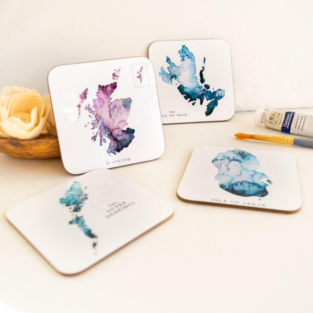 EJayDesign Kitchen Coaster Luskentyre Coaster Watercolour Map