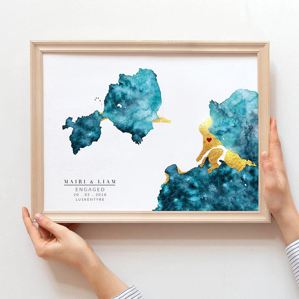 EJayDesign Scottish Prints Luskentyre Watercolour Map Giclée Print