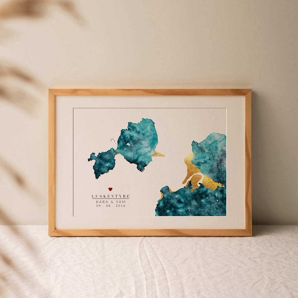 EJayDesign Scottish Prints Luskentyre Watercolour Map Giclée Print