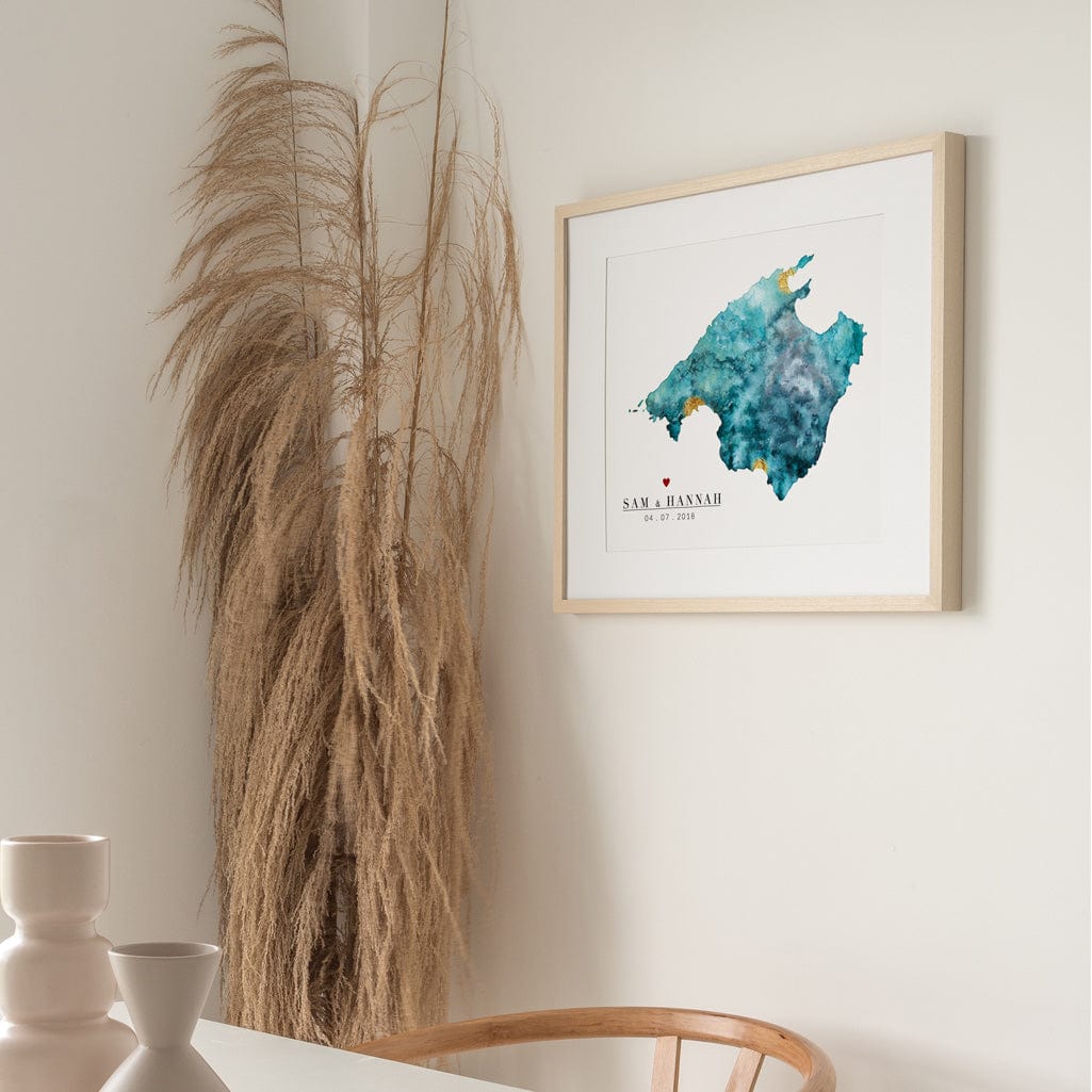 EJayDesign Countries Other Mallorca Gold Watercolour Map Print