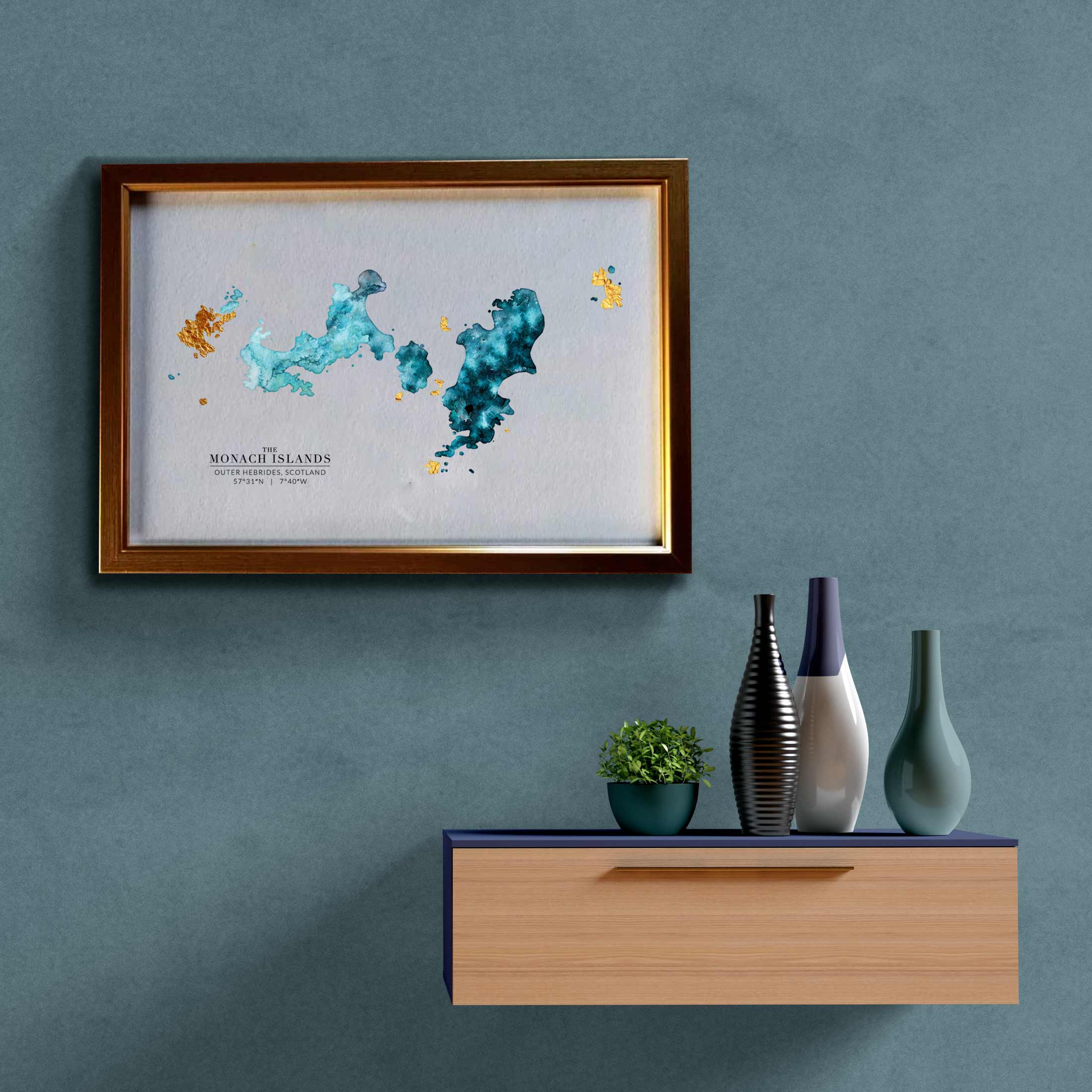 EJayDesign Scottish Prints Monach Islands Watercolour Map