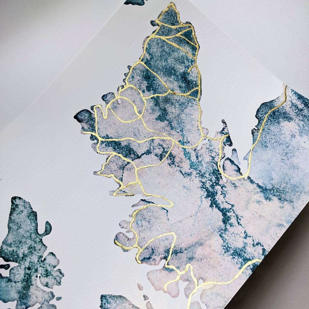 North Coast 500 Scotland souvenir art print watercolour map