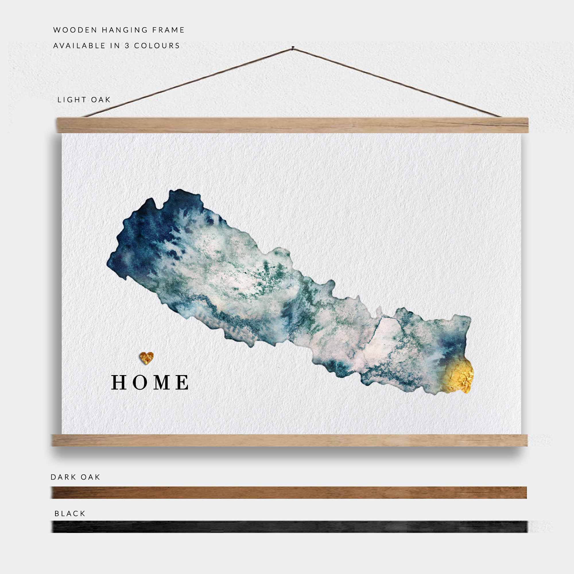 EJayDesign Countries Other Nepal Watercolour Map