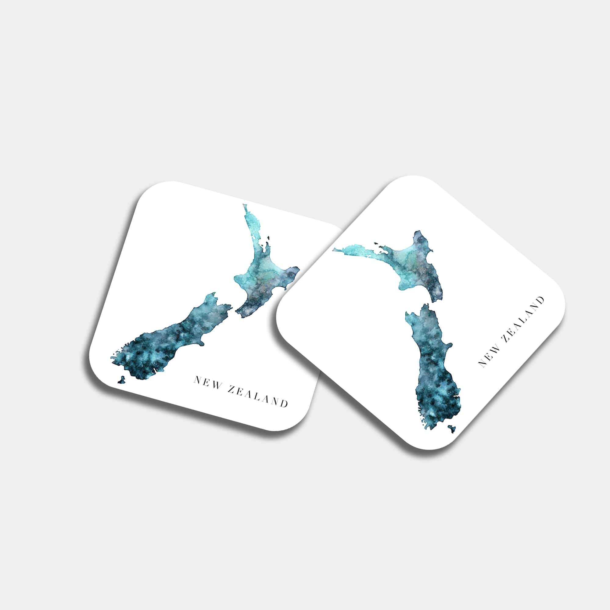 EJayDesign Kitchen Coaster New Zealand Coaster Watercolour Map