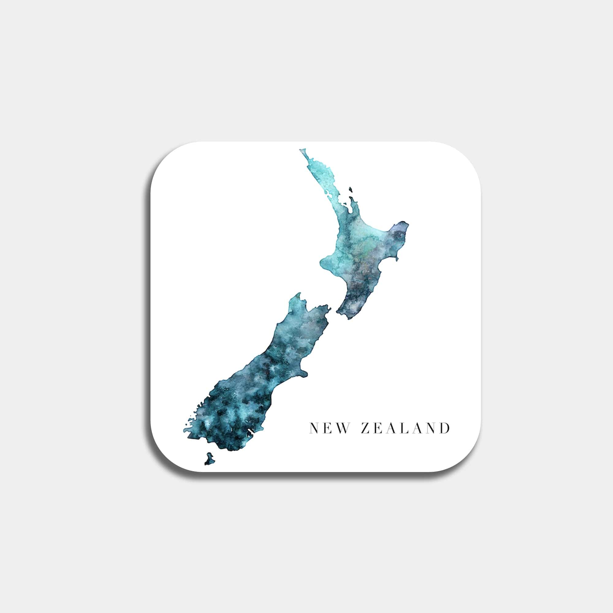 EJayDesign Kitchen Coaster New Zealand Coaster Watercolour Map