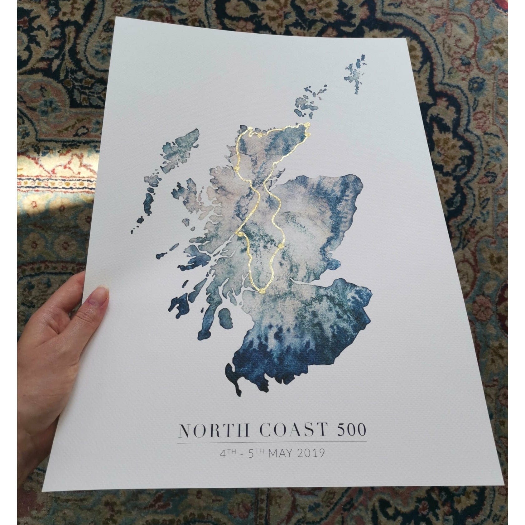 EJayDesign Scottish Prints North Coast 500 Scottish Watercolour Map Personalised