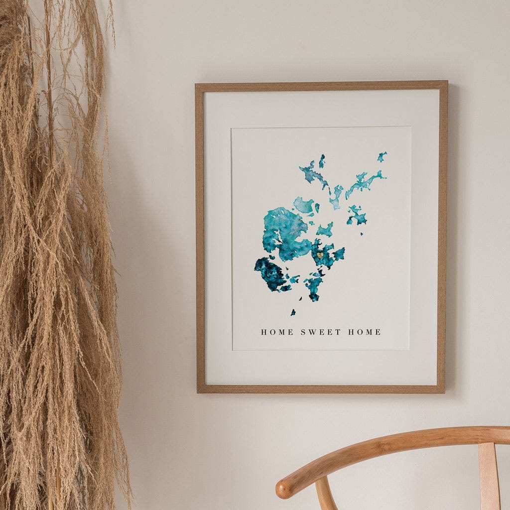 EJayDesign Scottish Prints Orkney Watercolour Gold Map Print