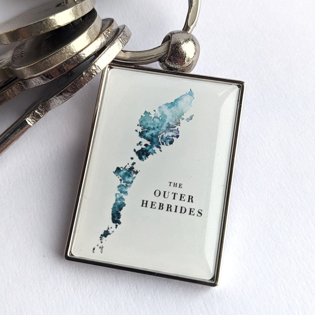 EJayDesign Outer Hebrides Metal Keyring Watercolour Map