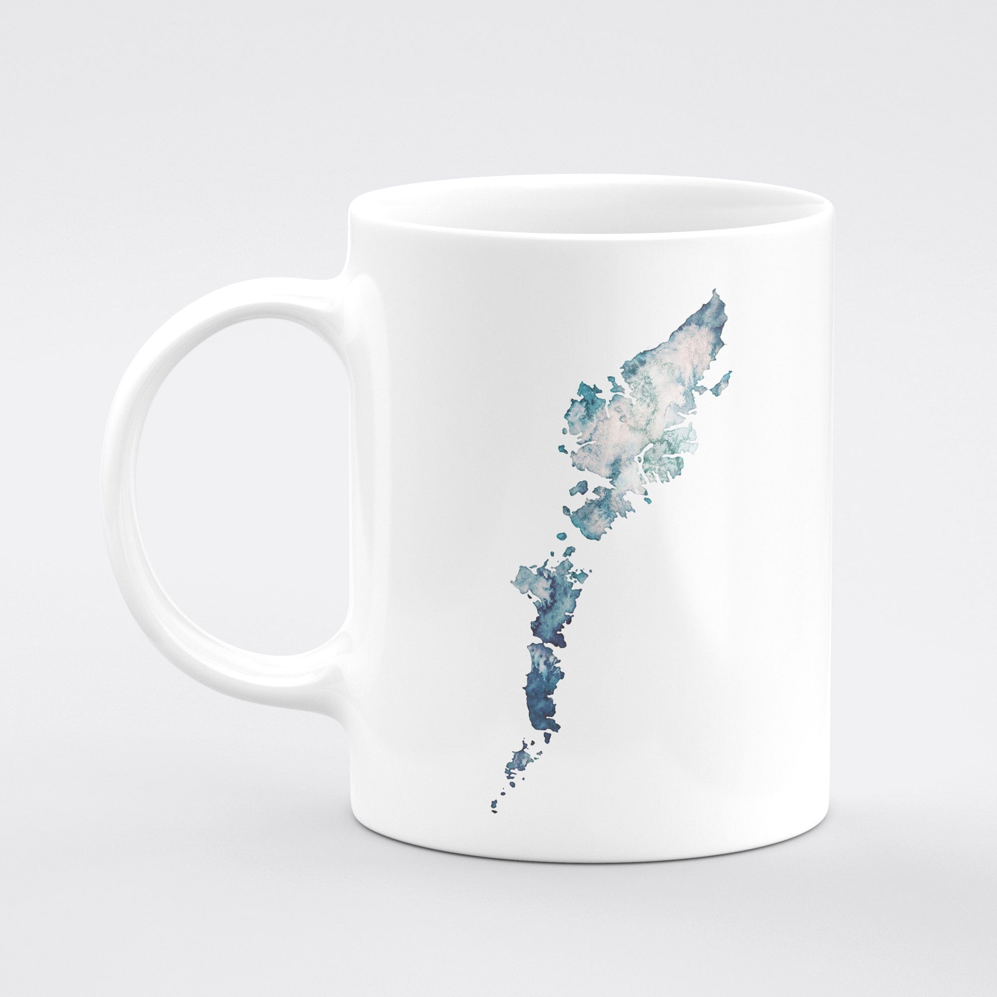 EJayDesign Textured Green/Blue / Textured Green/Blue Outer Hebrides Personalised Watercolour Mug