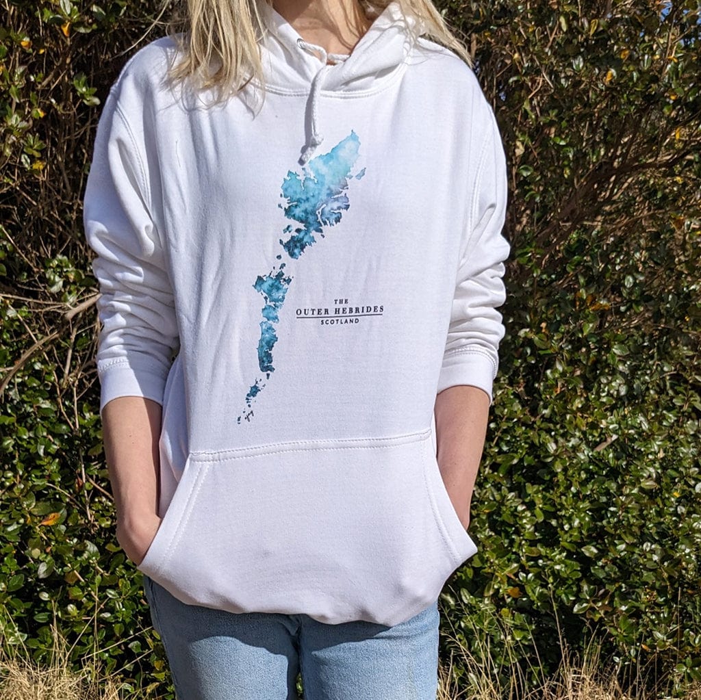 EJayDesign Outer Hebrides Unisex Hoodie Watercolour Map