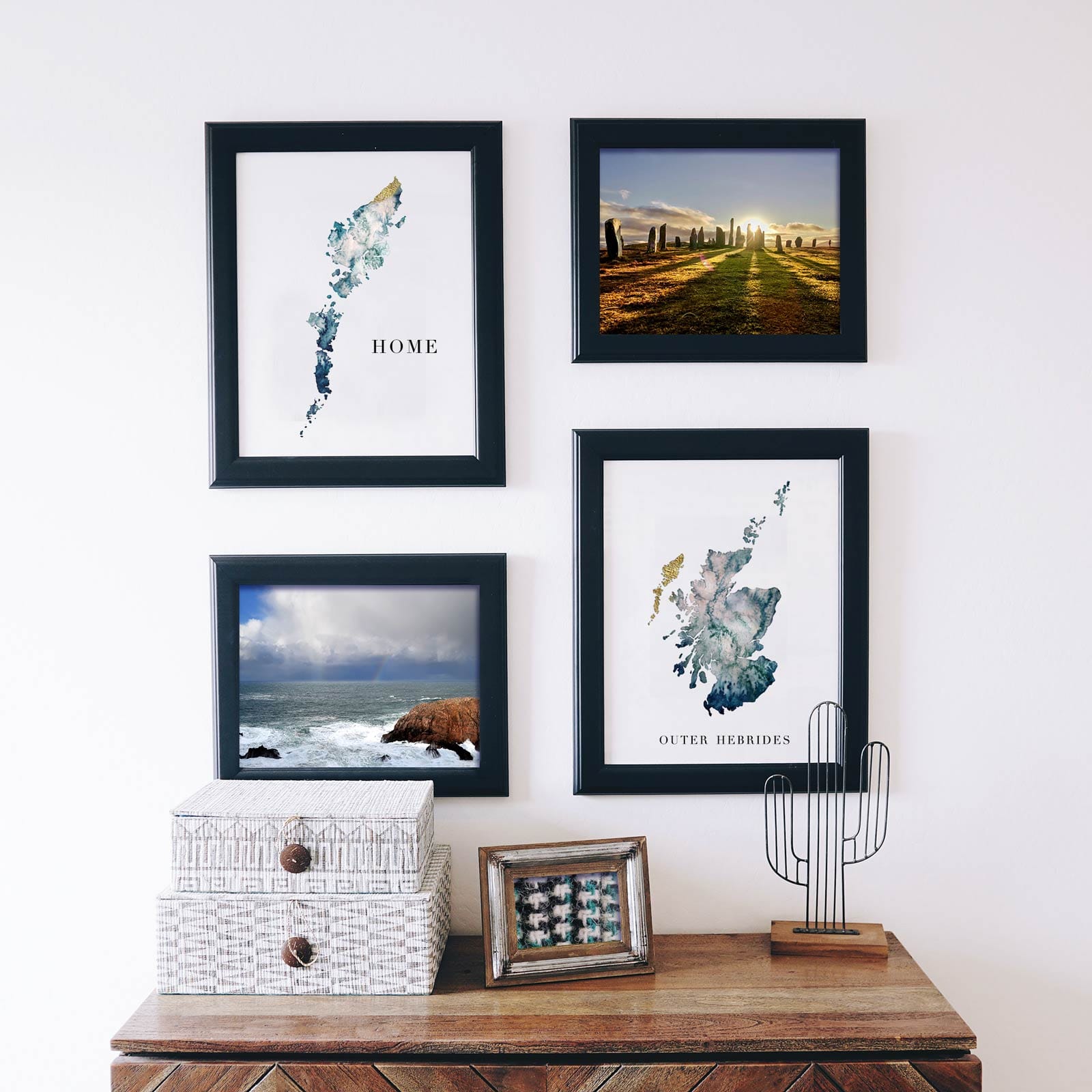 EJayDesign Scottish Prints Outer Hebrides Watercolour Gold Map Print