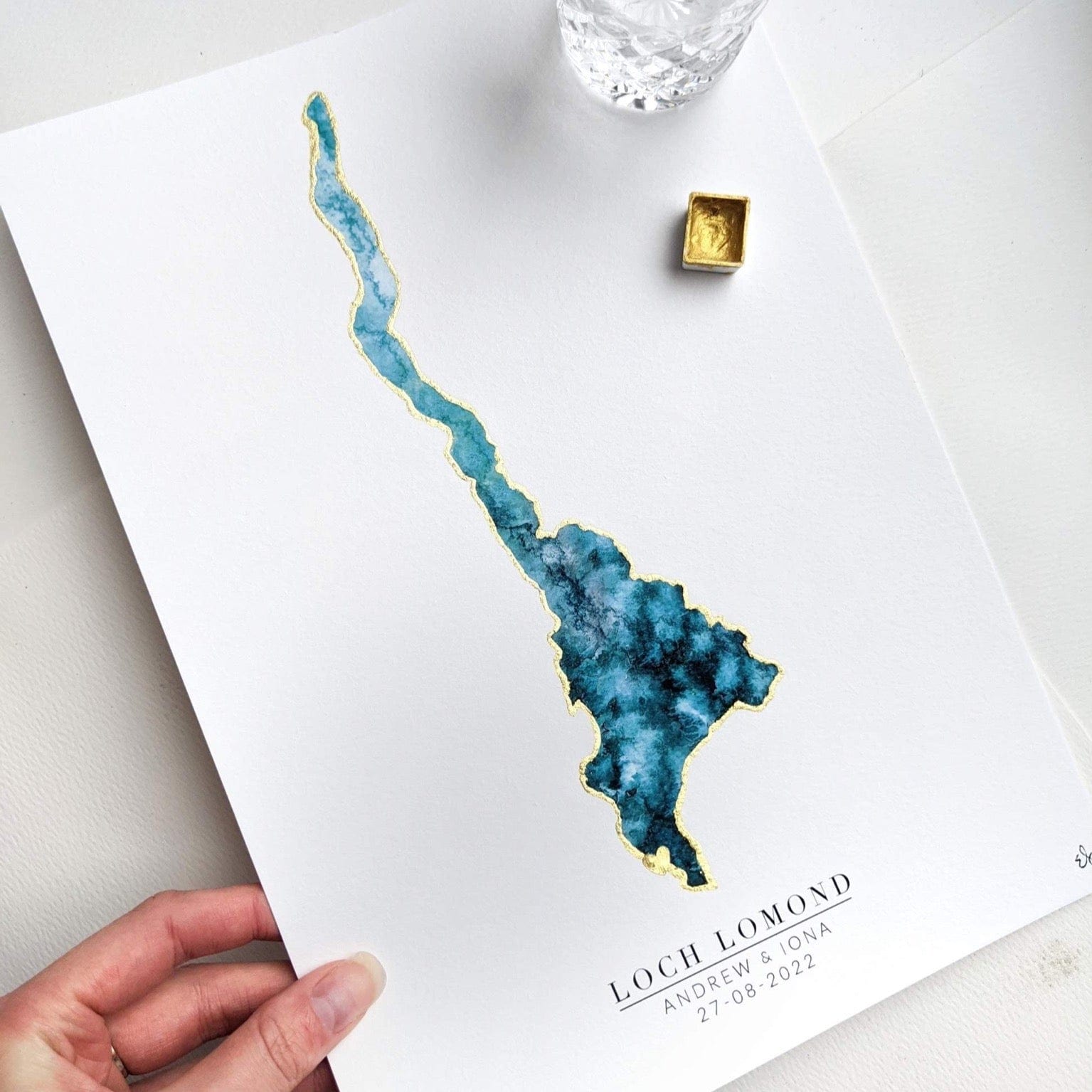 EJayDesign Scottish Prints Personalised Loch Lomond Watercolour Map Print