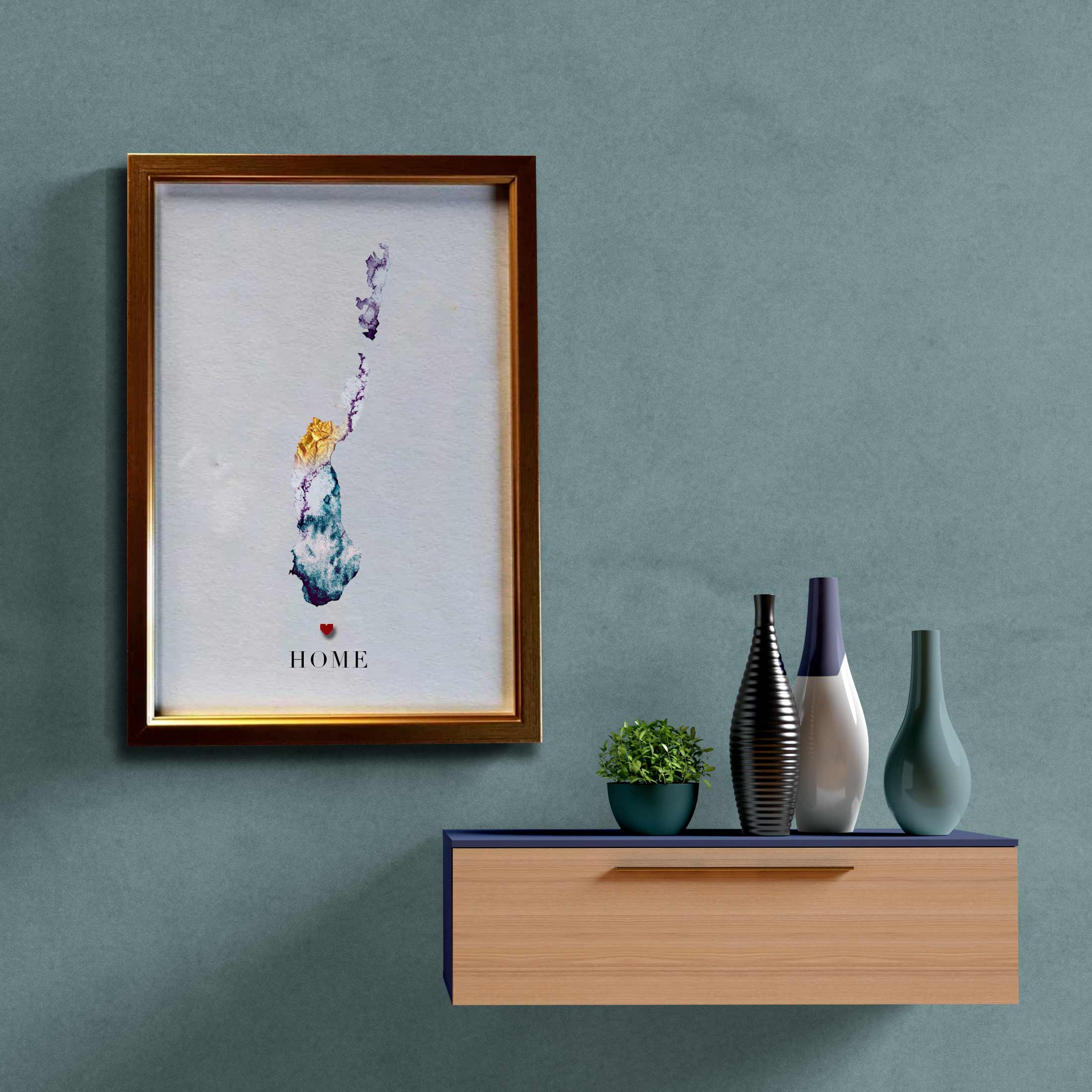 EJayDesign Scottish Prints Raasay Island Isle of Skye Watercolour Map