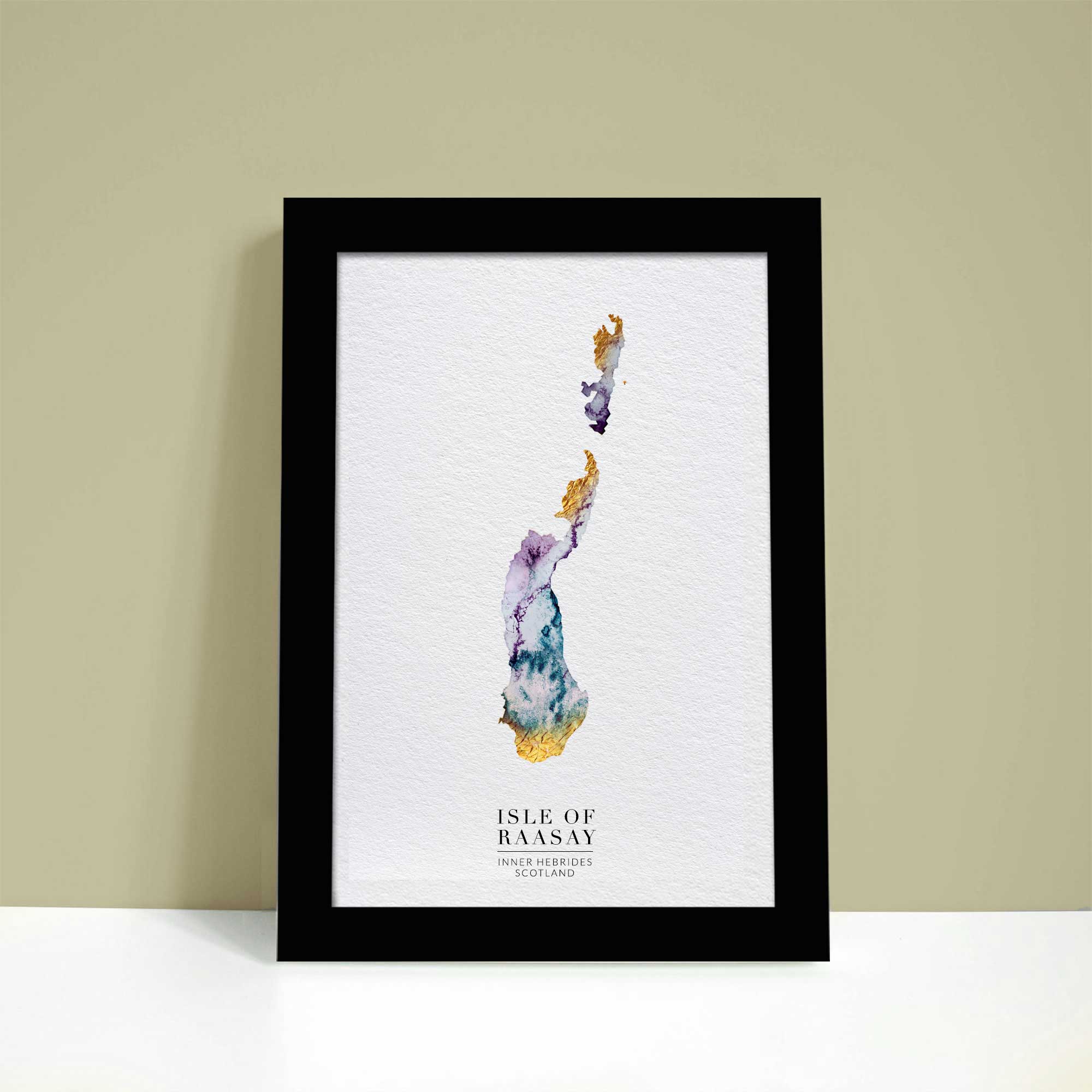 EJayDesign Scottish Prints Raasay Island Isle of Skye Watercolour Map