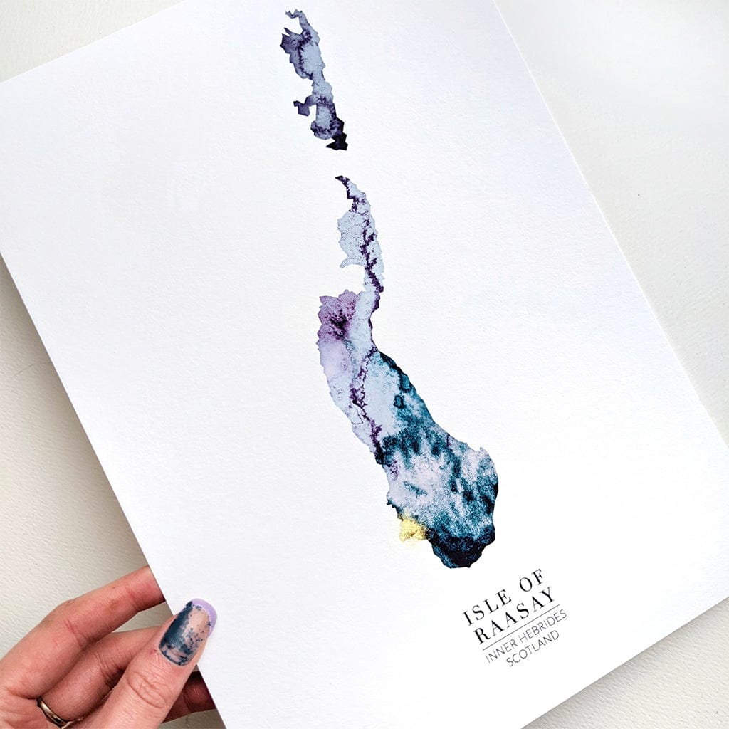 EJayDesign Scottish Prints Raasay Island Isle of Skye Watercolour Map
